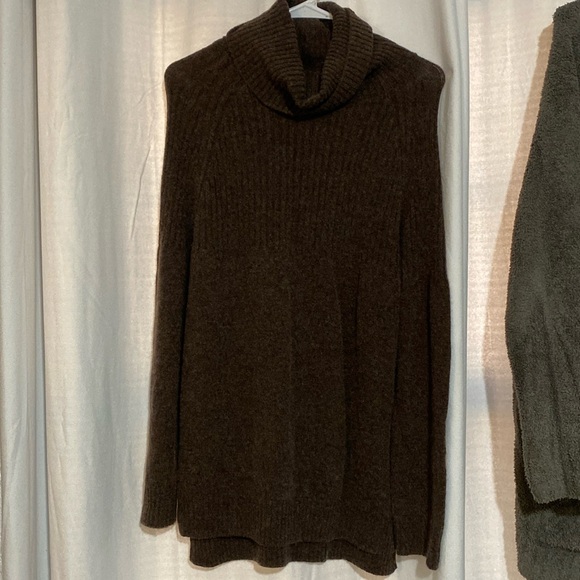 Pura Cashmere Ribbed Turtle Neck Sweater Cashmere/Merino Wool Blend Large - Picture 1 of 7